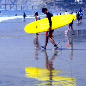 Yellow board, Surf Time at La Jolla Shores